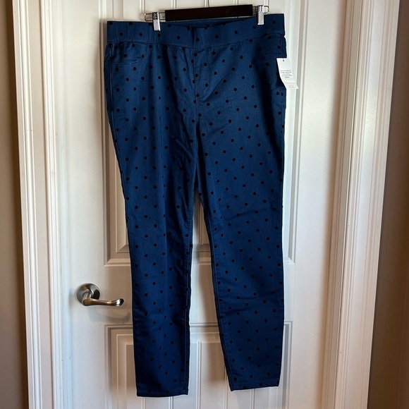 NWT Martha Stewart Polka Dot Knot Denim Jeans 16 blue black - Picture 2 of 9